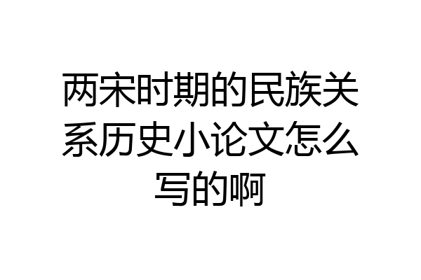 两宋时期的民族关系历史小论文怎么写的啊