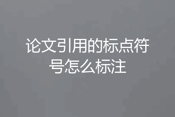 论文引用的标点符号怎么标注