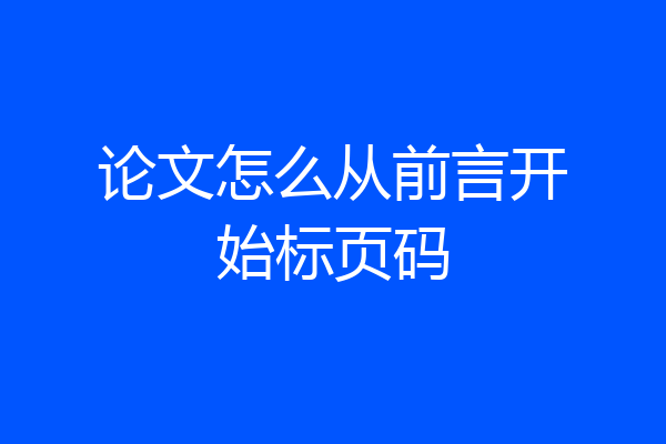 论文怎么从前言开始标页码
