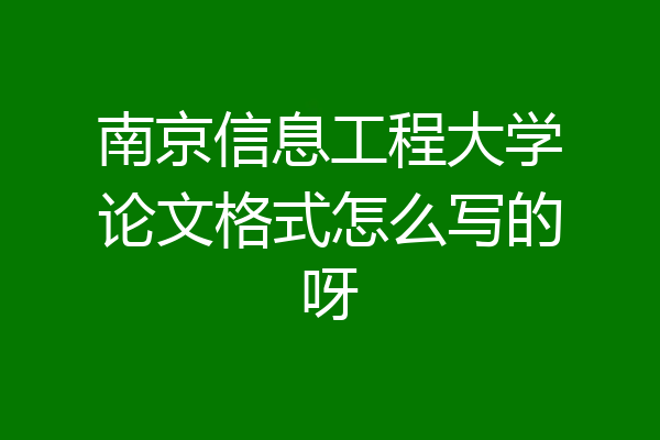 南京信息工程大学论文格式怎么写的呀