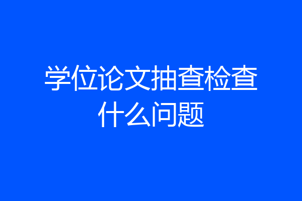 学位论文抽查检查什么问题