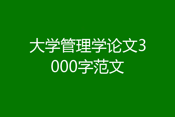 大学管理学论文3000字范文
