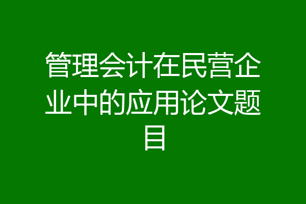 管理会计在民营企业中的应用论文题目