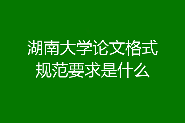 湖南大学论文格式规范要求是什么