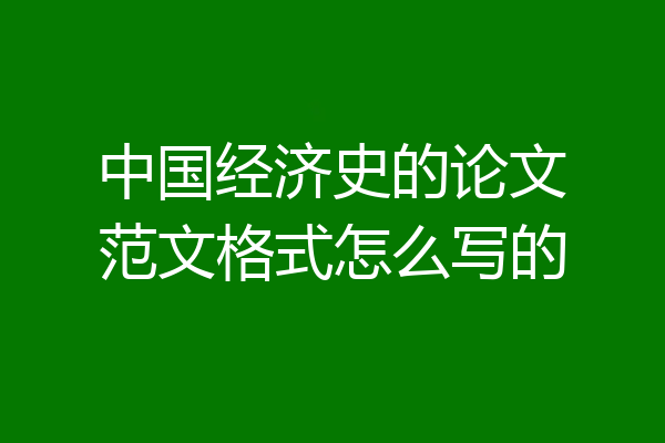 中国经济史的论文范文格式怎么写的