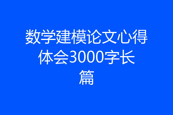 数学建模论文心得体会3000字长篇