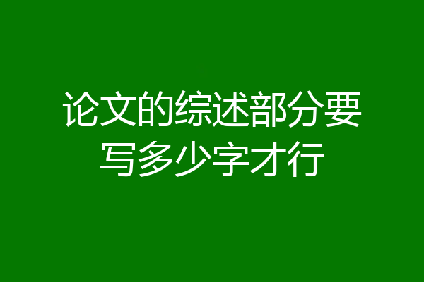 论文的综述部分要写多少字才行
