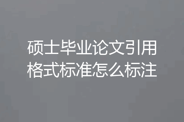 硕士毕业论文引用格式标准怎么标注