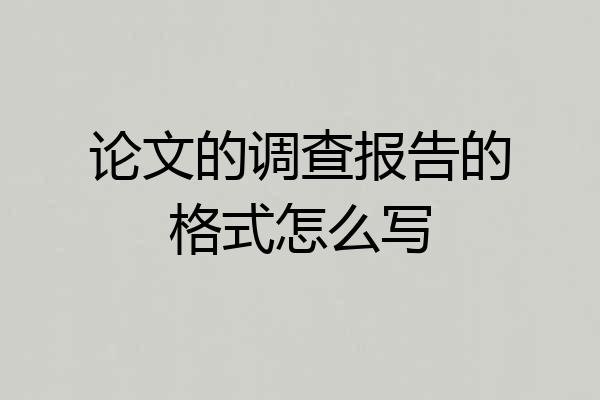 论文的调查报告的格式怎么写