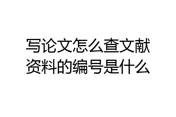 写论文怎么查文献资料的编号是什么