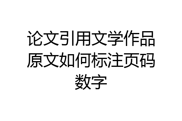 论文引用文学作品原文如何标注页码数字