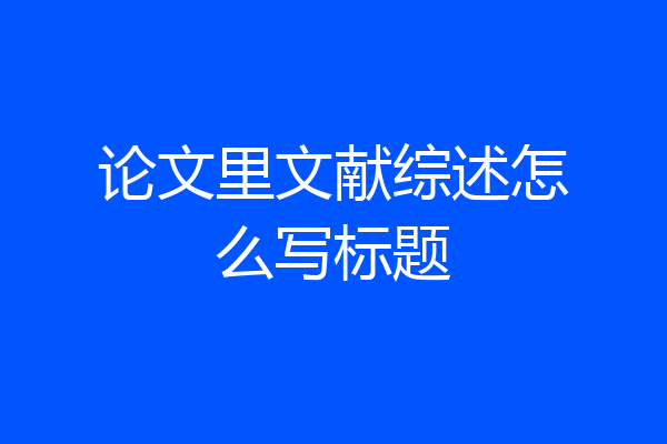 论文里文献综述怎么写标题