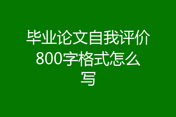 毕业论文自我评价800字格式怎么写