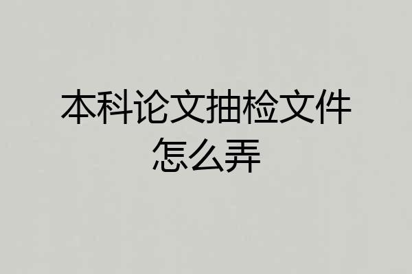 本科论文抽检文件怎么弄