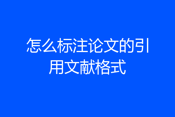 怎么标注论文的引用文献格式