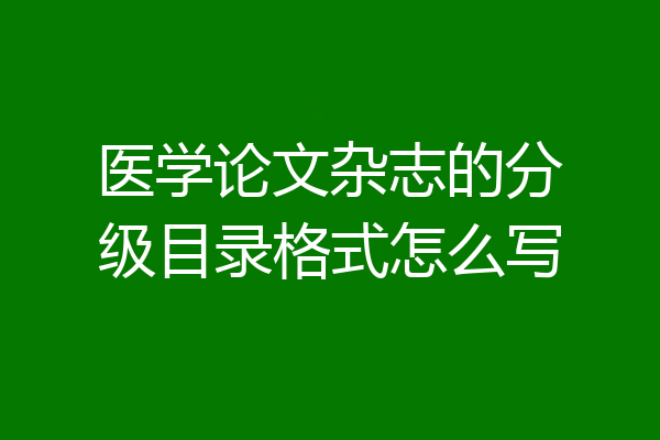 医学论文杂志的分级目录格式怎么写
