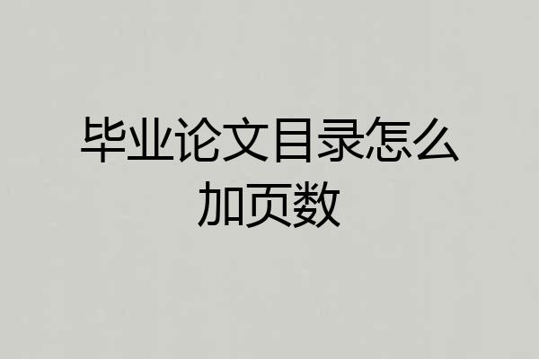 毕业论文目录怎么加页数
