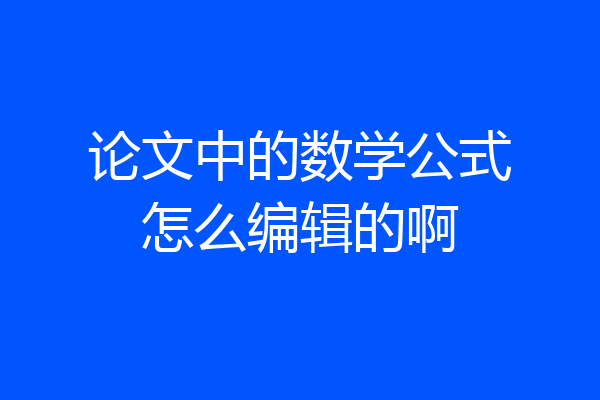 论文中的数学公式怎么编辑的啊