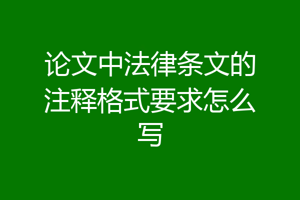 论文中法律条文的注释格式要求怎么写