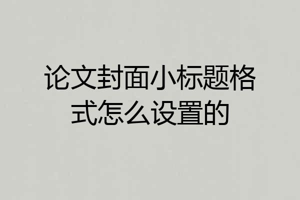 论文封面小标题格式怎么设置的