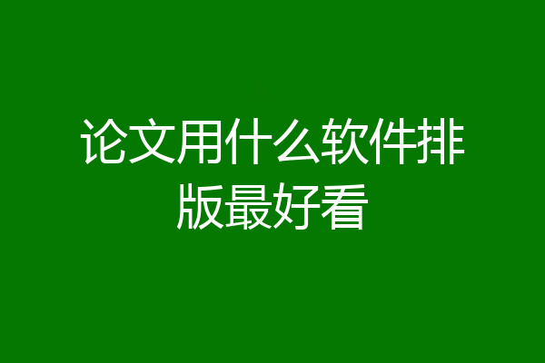 论文用什么软件排版最好看