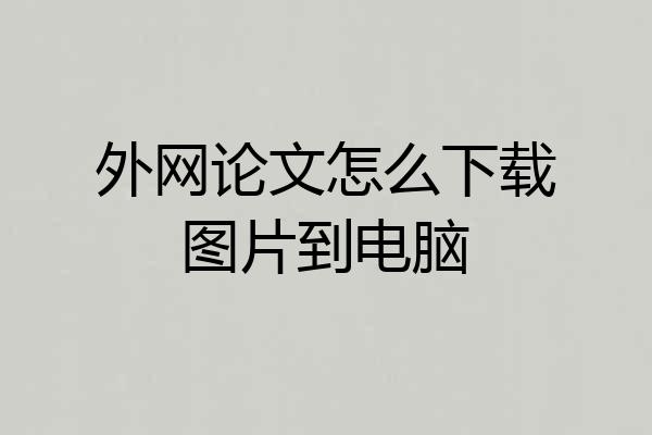 外网论文怎么下载图片到电脑