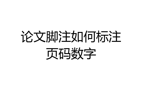 论文脚注如何标注页码数字