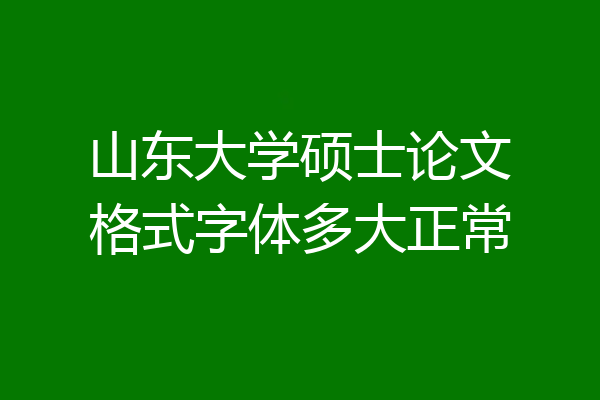 山东大学硕士论文格式字体多大正常