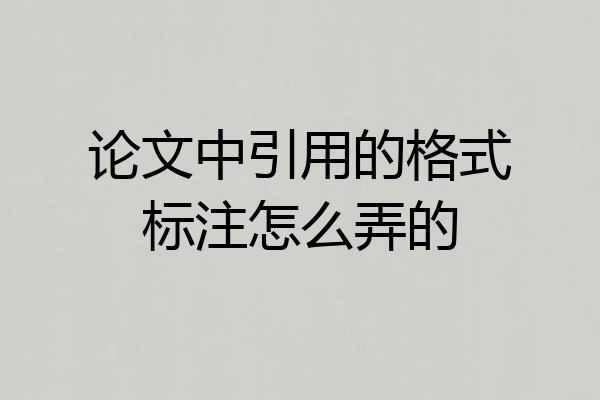 论文中引用的格式标注怎么弄的