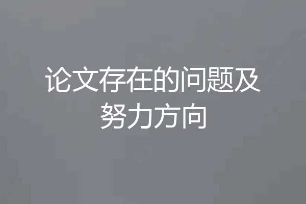 论文存在的问题及努力方向