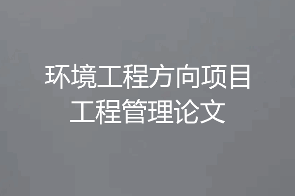 环境工程方向项目工程管理论文