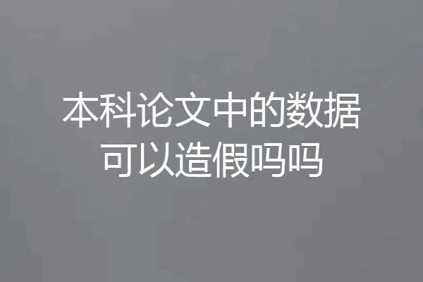 本科论文中的数据可以造假吗吗