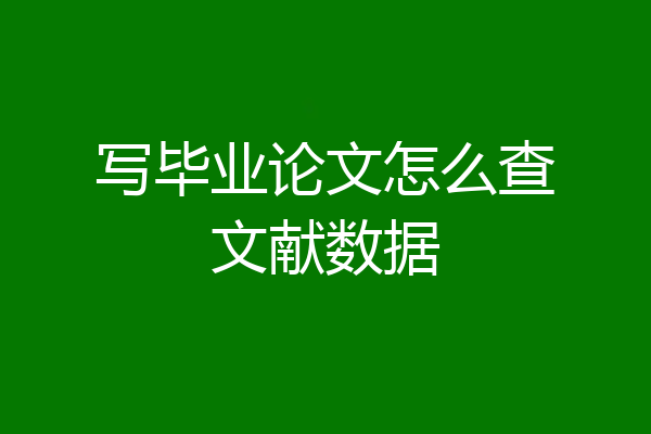 写毕业论文怎么查文献数据