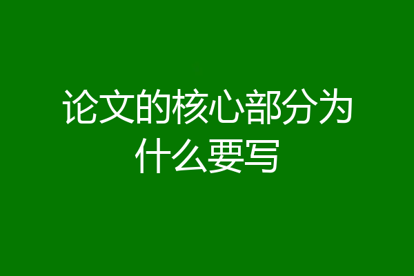 论文的核心部分为什么要写
