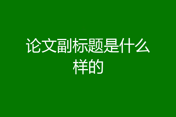 论文副标题是什么样的