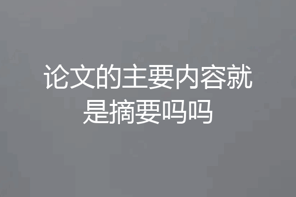 论文的主要内容就是摘要吗吗