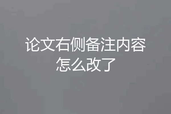 论文右侧备注内容怎么改了