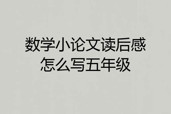 数学小论文读后感怎么写五年级