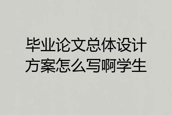 毕业论文总体设计方案怎么写啊学生