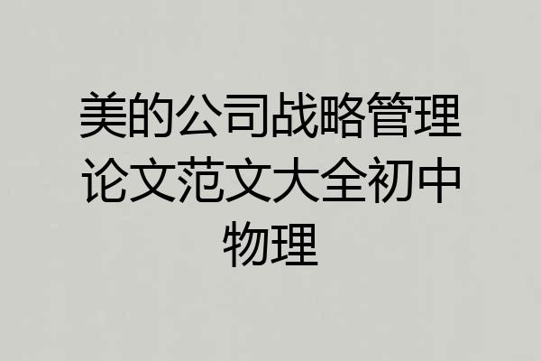美的公司战略管理论文范文大全初中物理
