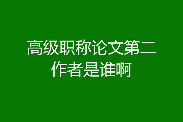 高级职称论文第二作者是谁啊