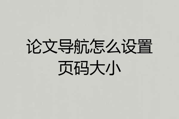 论文导航怎么设置页码大小
