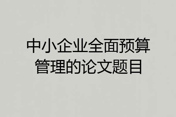 中小企业全面预算管理的论文题目