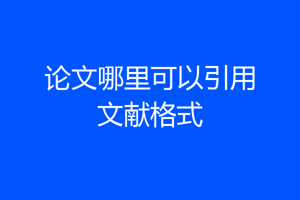 论文哪里可以引用文献格式