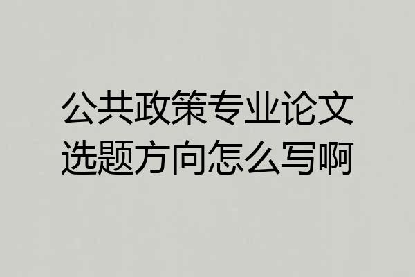 公共政策专业论文选题方向怎么写啊