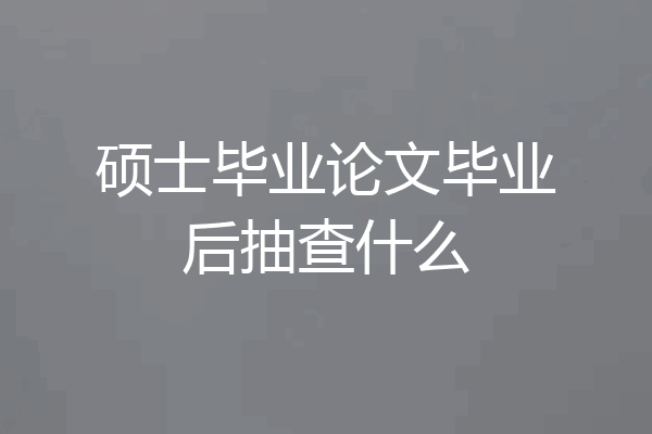 硕士毕业论文毕业后抽查什么
