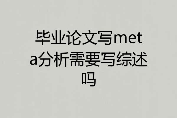 毕业论文写meta分析需要写综述吗