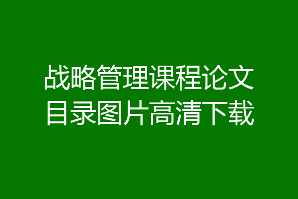 战略管理课程论文目录图片高清下载