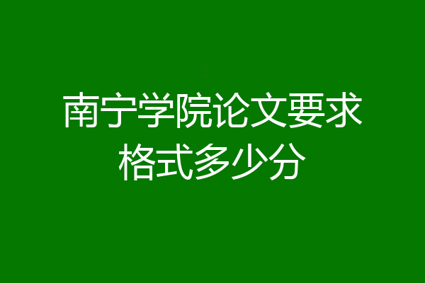 南宁学院论文要求格式多少分