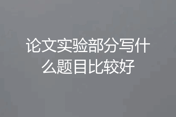 论文实验部分写什么题目比较好
